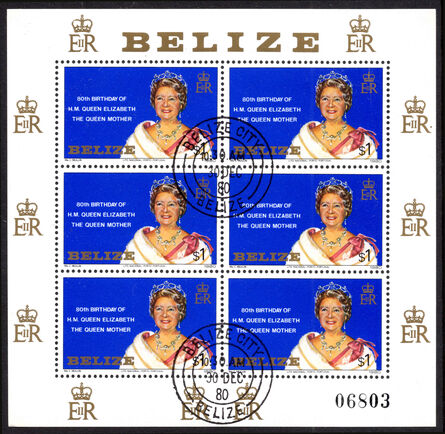 Belize 1980 80th Birthday of HM Queen Elizabeth the Queen Mother sheetlet fine used.