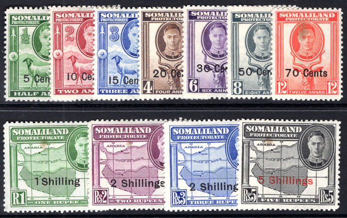 Somaliland 1951 surch set (tiny grease spot on 5sh lightly mounted mint.