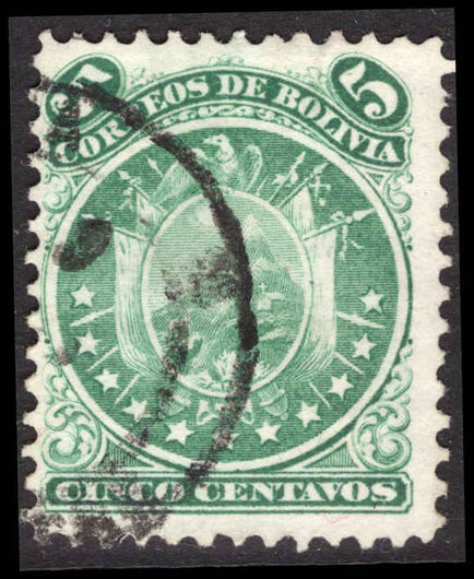 Bolivia 1870 5c green 11 stars fine used.