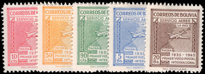 Bolivia 1945 Panagra Airways, Tenth Anniversary of First La Paz-Tacna Flight mounted mint.