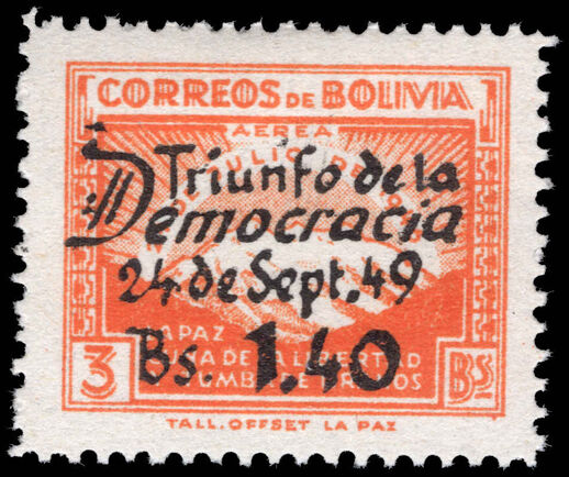 Bolivia 1950 Triunfo de la Democracia mounted mint.