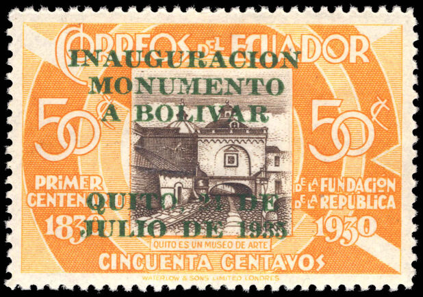 Ecuador 1935 Unveiling of Bolivar Monument 50c lightly mounted mint.