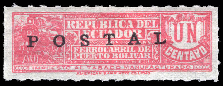 Ecuador 1936 Tobacco Tax postal lightly mounted mint.