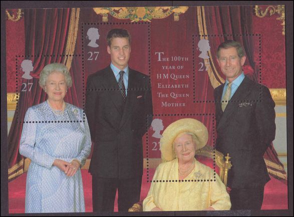 2000 Queen Elizabeth the Queen Mother souvenir sheet unmounted mint.