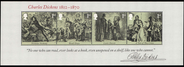 2012 Birth Bicentenary of Charles Dickens souvenir sheet unmounted mint.