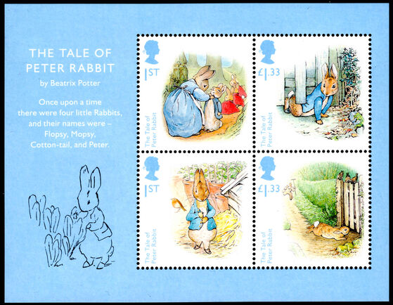 2017 150th Birth Anniversary of Beatrix Potter no barcode souvenir sheet unmounted mint.