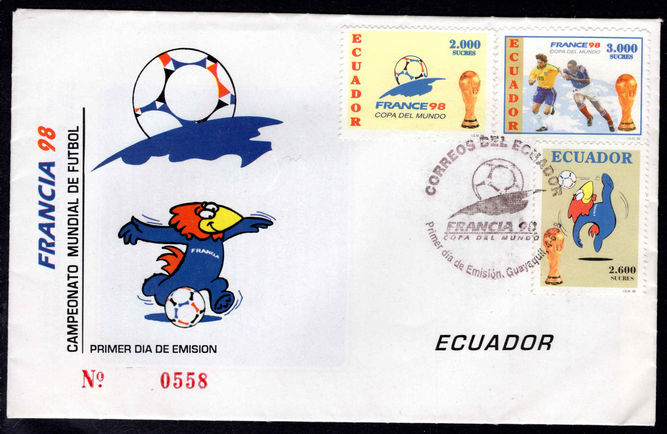 Ecuador 1998 World Cup Football Championship first day cover.