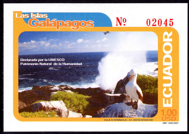 Ecuador 2001 UNESCO World Heritage Sites. Galápagos Islands souvenir sheet unmounted mint.