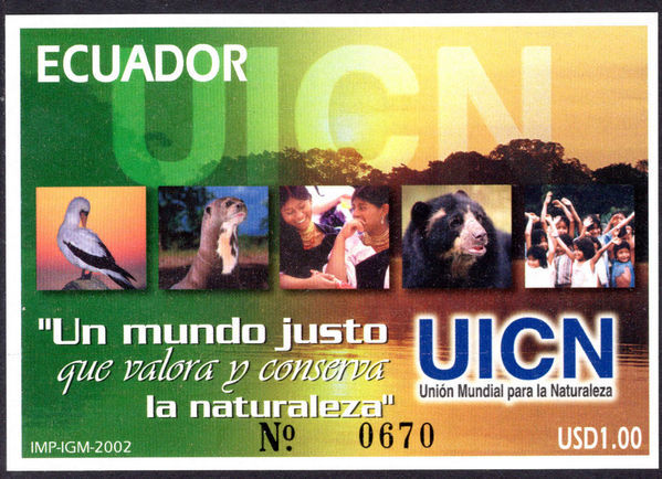 Ecuador 2002 World Conservation Union (UICN) souvenir sheet unmounted mint.