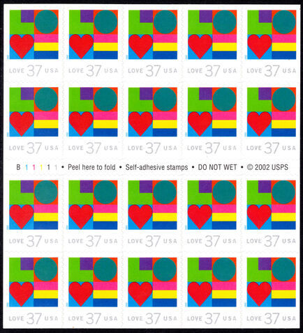 USA 2002 Love 37c sheetlet unmounted mint.