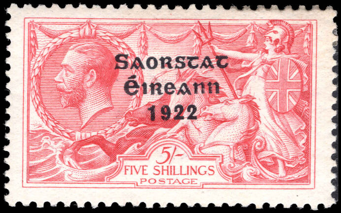 Ireland 1922-23 5s Seahorse with Saorstat overprint, missing accent fine lightly mounted mint.