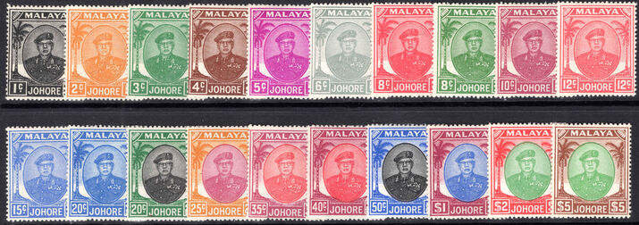 Johore 1949 set (less 30)c lightly mounted mint.