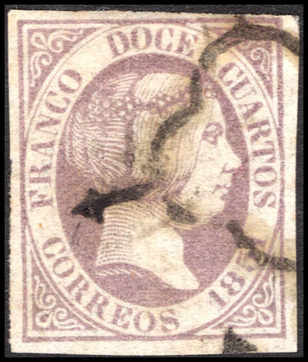 Spain 1851 12c pale lilac very fine used.