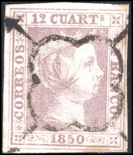 Spain 1850 12c lilac superb fine used.