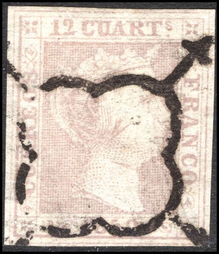 Spain 1850 12c pale lilac superb fine used.