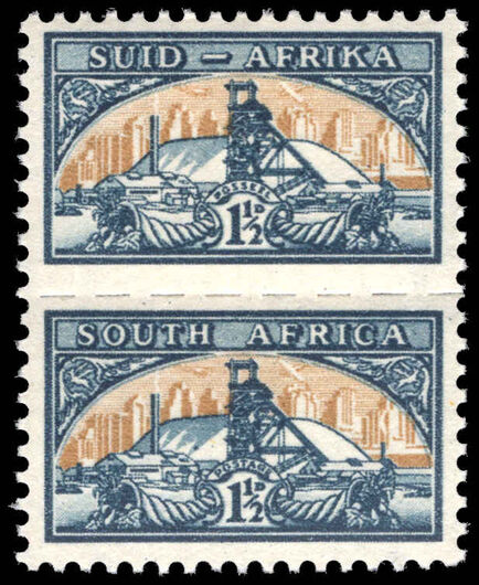 South Africa 1948 1½d Gold Mine bantam pair lightly mounted mint.