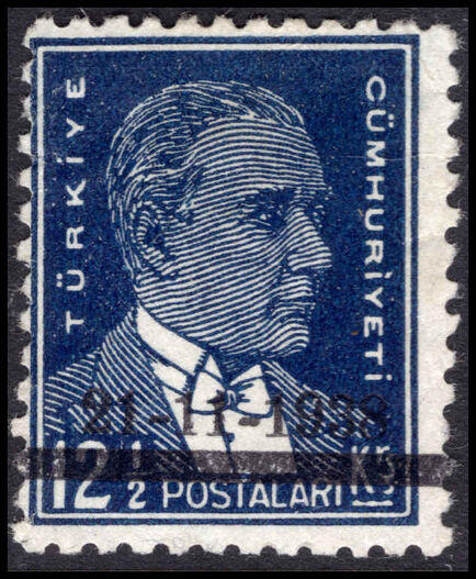 Turkey 1938 Death of Kemal Ataturk. Mourning Issue 12½k indigo unmounted mint.