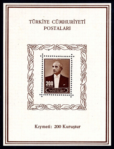 Turkey 1943 President Inonu souvenir sheet unmounted mint.