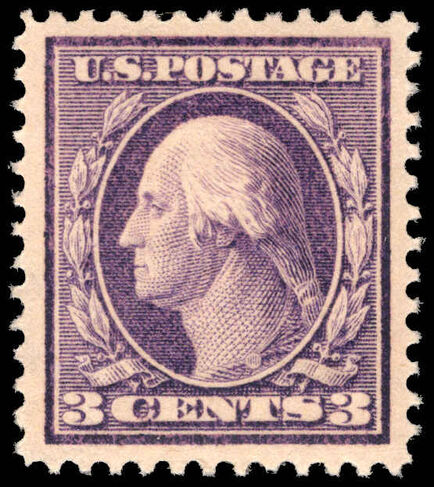 USA 1910-13 3c violet single line wmk lightly mounted mint.