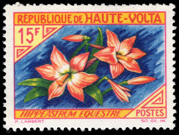 Upper Volta 1963 15f Hippeastrum equestre unmounted mint.