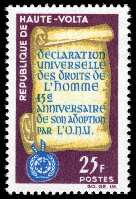 Upper Volta 1963 15th Anniversary of Declaration of Human Rights unmounted mint.