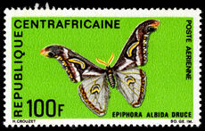 Central African Republic 1969 100f Epiphora albida unmounted mint.