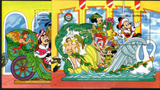 Dominica 1990 Christmas. Walt Disney cartoon characters and American carousel animals souvenir sheet set unmounted mint.