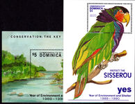 Dominica 1991 Year of Environment and Shelter souvenir sheet set unmounted mint.