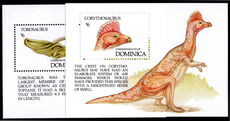 Dominica 1992 Prehistoric Animals souvenir sheet set unmounted mint.