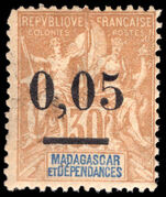 Madagascar 1902 0,05 on 30c cinnamon type 2 unmounted mint.