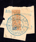 Madagascar 1904 30Cc bisect with Affranchissement handstamp fine used.
