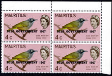 Mauritius 1967 4c with minor variety Nicked Branch block of 4 unmounted mint.
