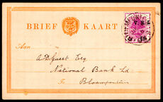 Orange Free State 1900 1d purple 1st printing on fine post card.