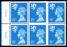 Scotland 1971-93 15p imperf on three sides block of 4 unmounted mint.