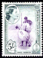 Swaziland 1956 5s Swazi Warrior unmounted mint.