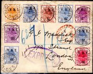 Orange Free State 1900 cover with selection of occupation stamps. Believed to ber the only recorded Registered Express cover known.