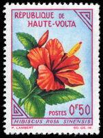 Upper Volta 1963 50c Hibiscus rosa-sinensis unmounted mint.